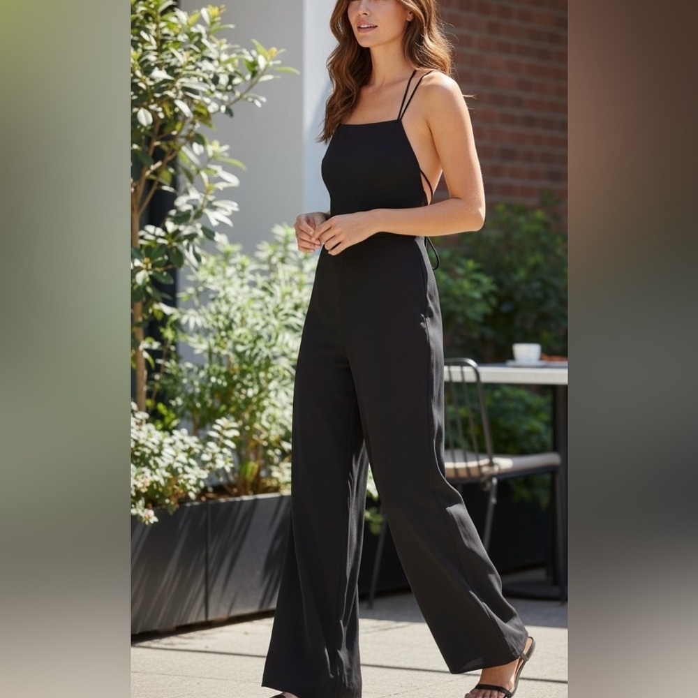 Aqua Womens Halter Wide Leg Jumpsuit